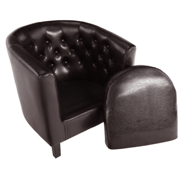 Fotoliu clasic de lux, piele eco maro inchis,nasturi,Bortis Impex [7]