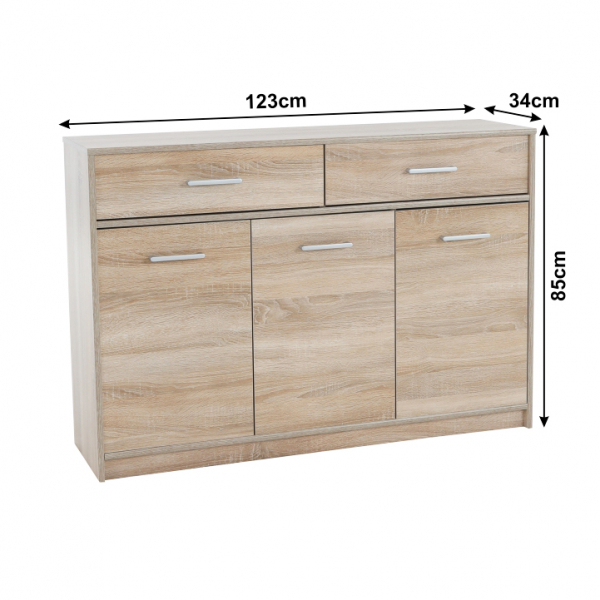 Comoda pentru hol/living/dormitor, cu sertare, stejar sonoma,123x85x34 cm,Bortis Impex [5]