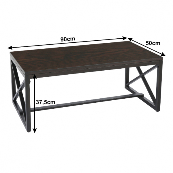 Masuta de cafea metal negru/mdf nuc ,90 cm ,Bortis Impex [2]