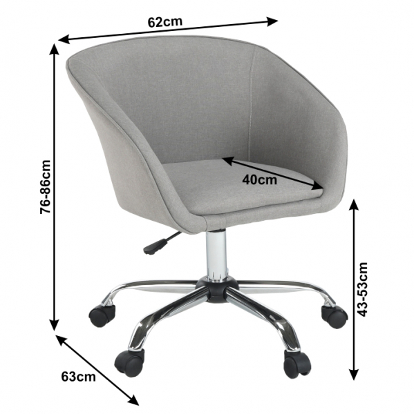 Fotoliu /scaun birou, baza metal cromat ,reglabil, pe rotile ,stofa gri,Bortis [2]