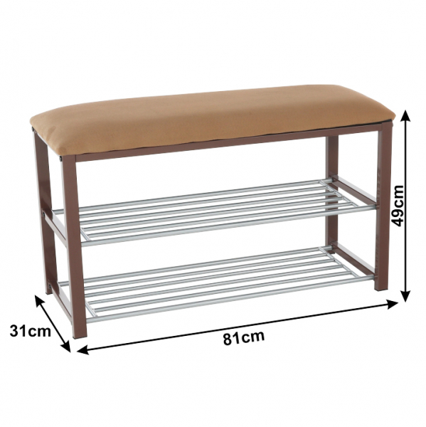 Pantofar /bancuta ,tapiterie ciocolatiu/metal maro inchis ,81x31x49 cm,Bortis Impex [2]