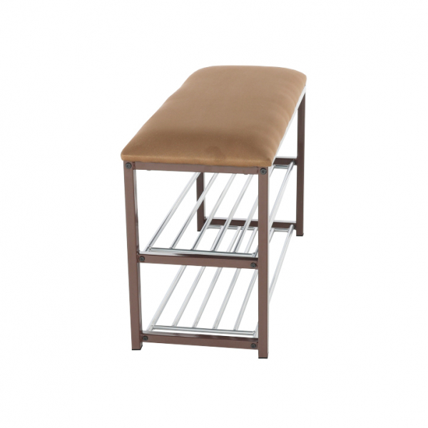 Pantofar /bancuta ,tapiterie ciocolatiu/metal maro inchis ,81x31x49 cm,Bortis Impex [3]