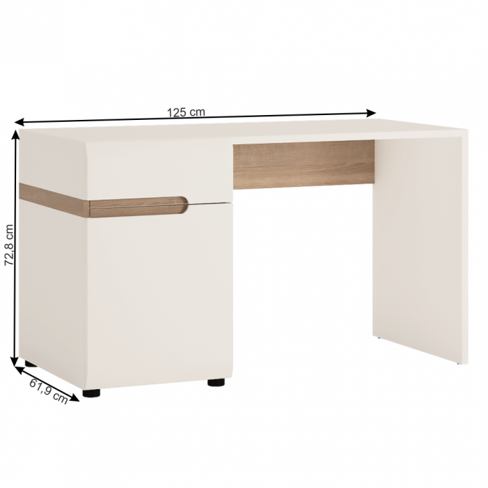 Masă PC, alb extra lucios HG/stejar sonoma închis trufă,Bortis Impex [2]