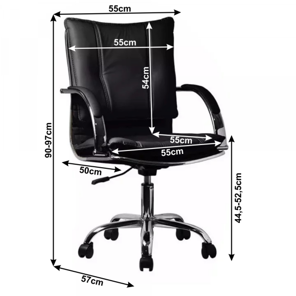 Scaun directorial/scaun de birou,piele eco neagră/crom, inaltime reglabila , Bortis Impex [2]