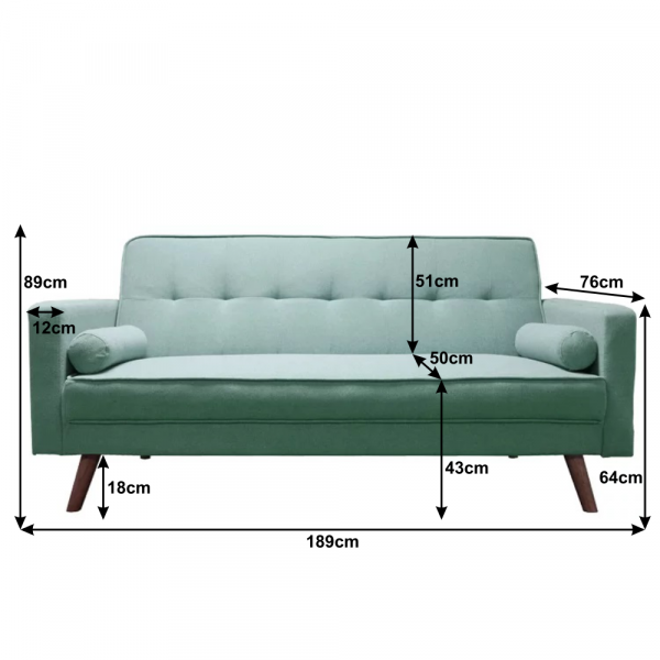 Canapea extensibilă, stofa/textil verde-mentol, Bortis Impex [2]