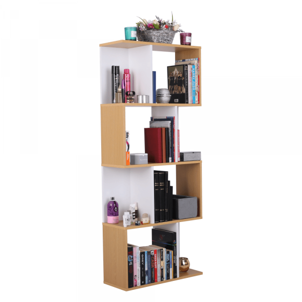Etajera/Raft, pin/alb,145x60x24 cm,ideala pentru living/birou/hol/dormitor,Bortis [3]