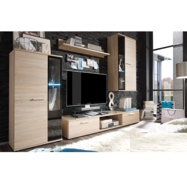 Set mobila Living Ales ,Stejar Sonoma/sticla neagra, 236 cm lungime,Bortis Impex [5]