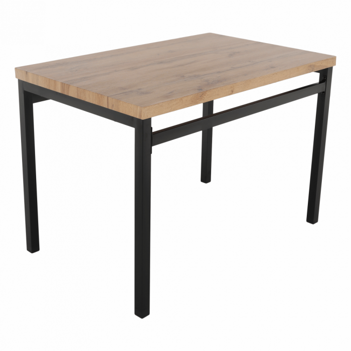 Set masa + 4 scaune din lemn , metal negru/mdf stejar artizan [2]