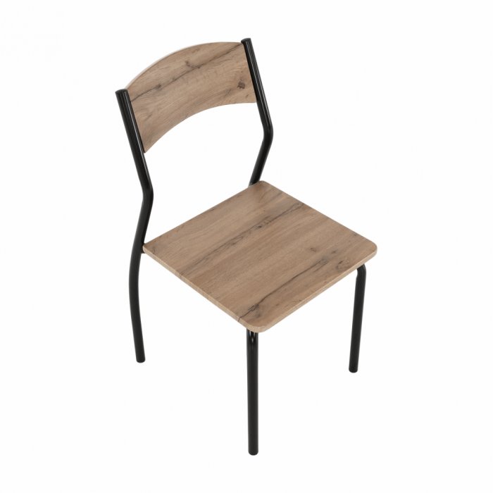 Set masa + 4 scaune din lemn , metal negru/mdf stejar artizan [3]