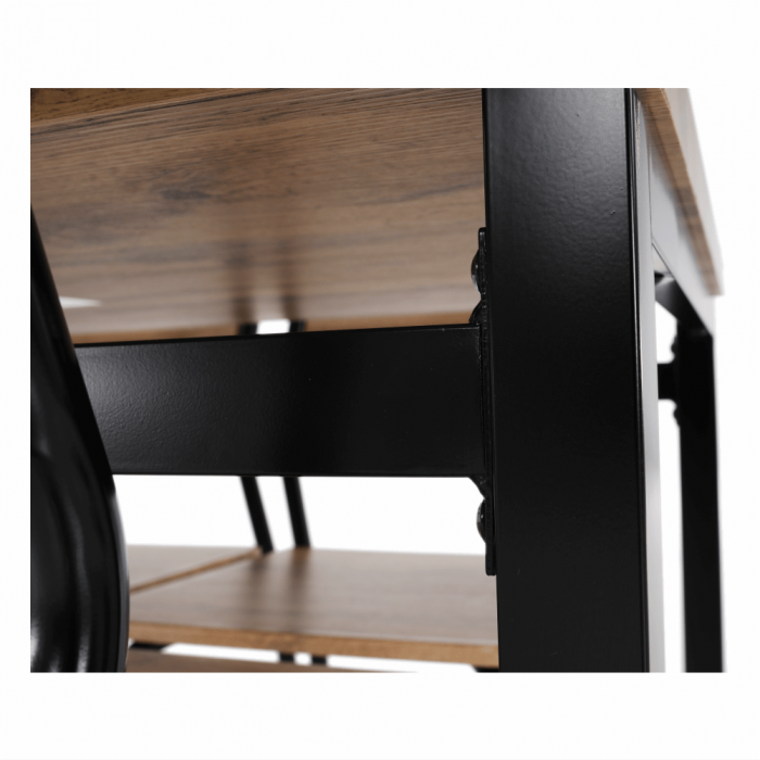 Set masa + 4 scaune din lemn , metal negru/mdf stejar artizan [9]