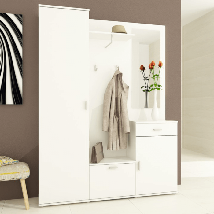 Set mobilier hol/cuier , alb ,modern,145 cm lungime ,cu dulap, Bortis Impex [2]