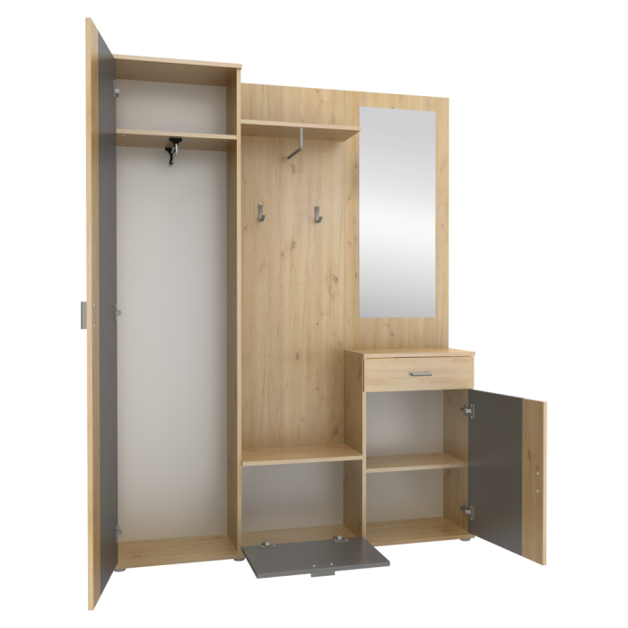 Ansamblu hol, stejar artisan/grafit, AMALIA [2]