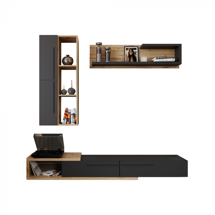 Ansamblu living, stejar Tacho / antracit, KALVADOS [2]