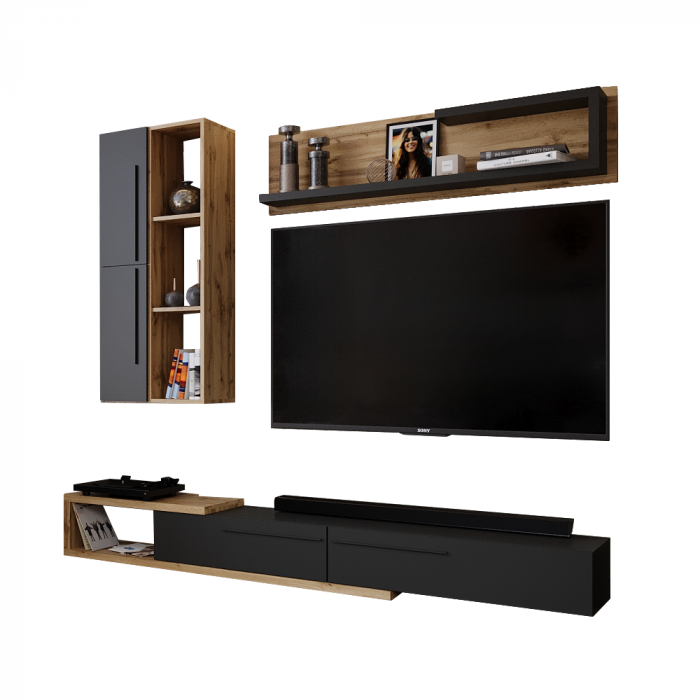 Ansamblu living, stejar Tacho / antracit, KALVADOS [5]