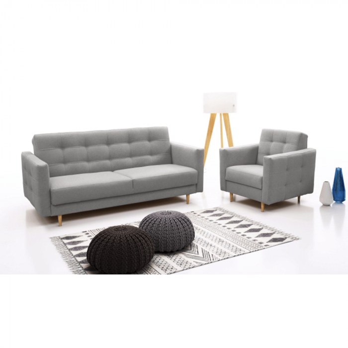 Ansamblu tapiţat, material gri, AMEDIA [4]