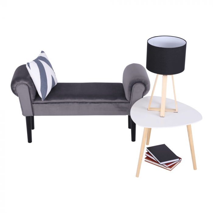 Bancă, catifea Velvet, gri/negru, BURDA [5]