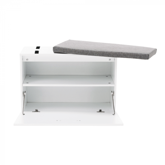 Pantofar bancuta, alb/gri, 60x45x30 cm, cu raft , usa rabatabila [18]