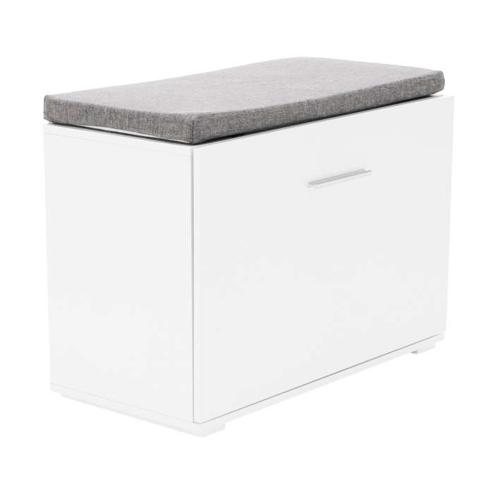 Pantofar bancuta, alb/gri, 60x45x30 cm, cu raft , usa rabatabila [14]