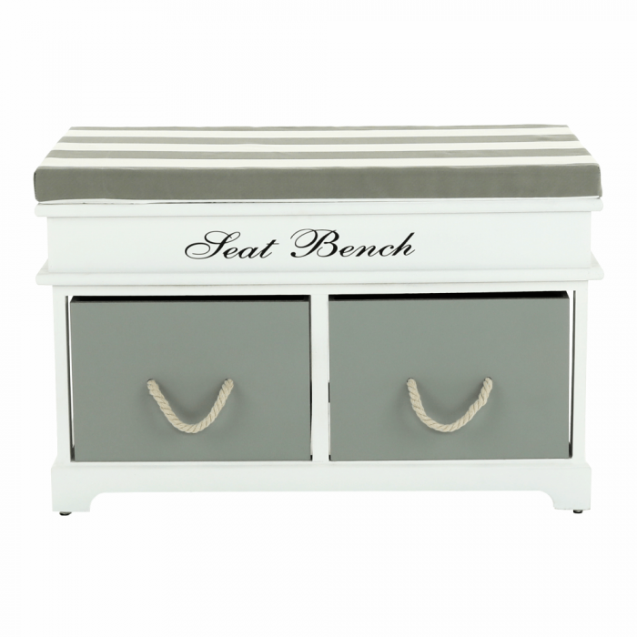 Bancă cu  pernă, 2 sertare, alb/gri, SEAT BENCH  2 NEW [5]