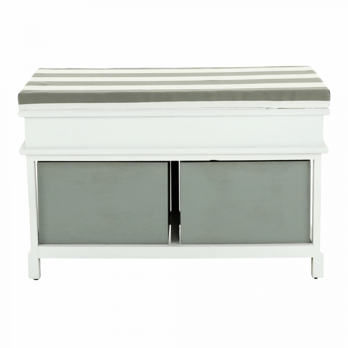 Bancă cu  pernă, 2 sertare, alb/gri, SEAT BENCH  2 NEW [4]