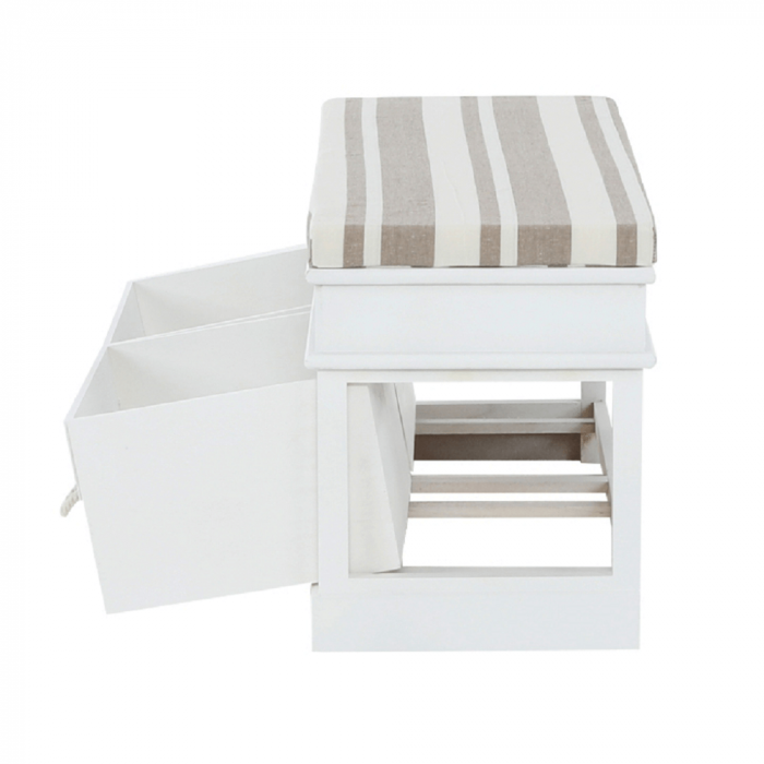 Bancă cu pernă, 2 sertare, alb/maro deschis, SEAT BENCH 1 NEW [2]