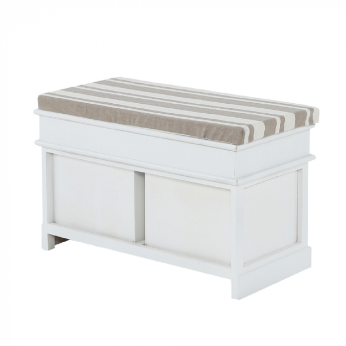 Bancă cu pernă, 2 sertare, alb/maro deschis, SEAT BENCH 1 NEW [9]