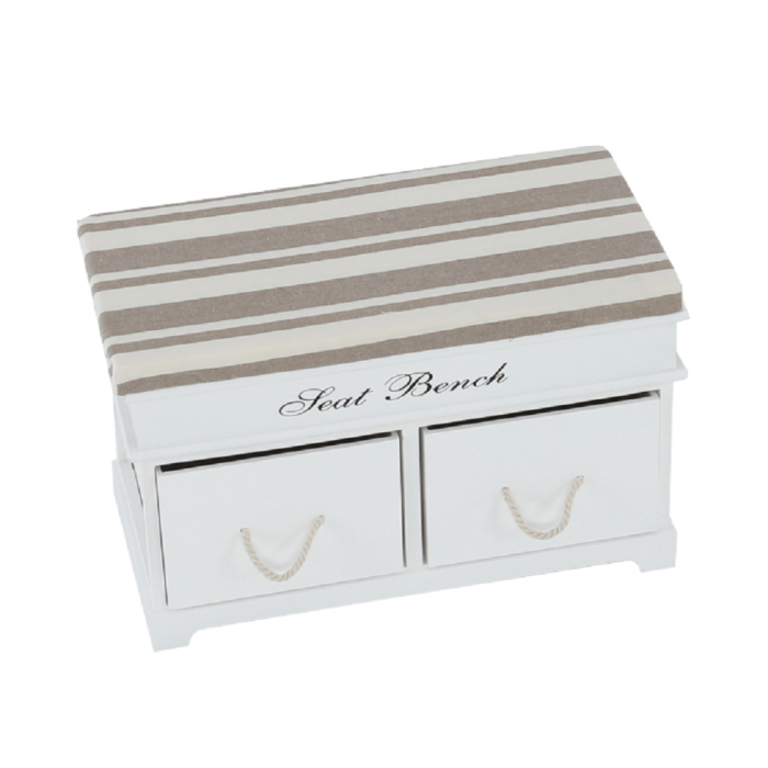 Bancă cu pernă, 2 sertare, alb/maro deschis, SEAT BENCH 1 NEW [10]