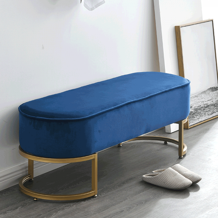Bancă de design, ţesătură de catifea albastră/crom auriu, MIRILA NEW [3]