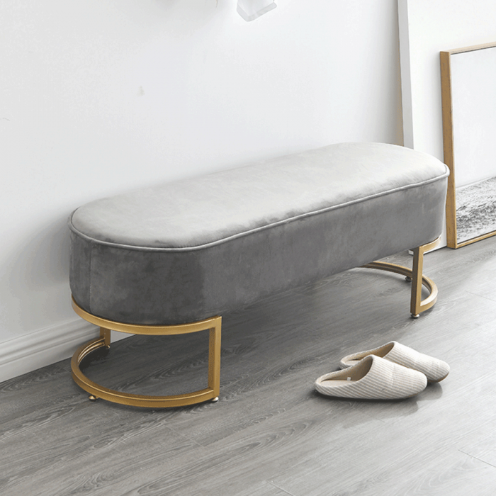 Bancă de design, ţesătură de catifea gri/crom auriu, MIRILA NEW [3]
