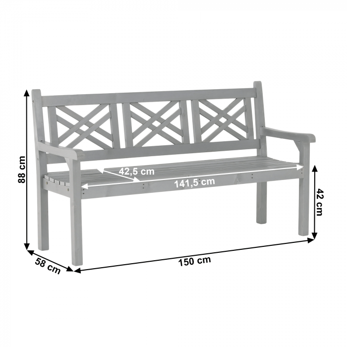Bancă de grădină din lemn, gri, 150 cm, FABLA [4]