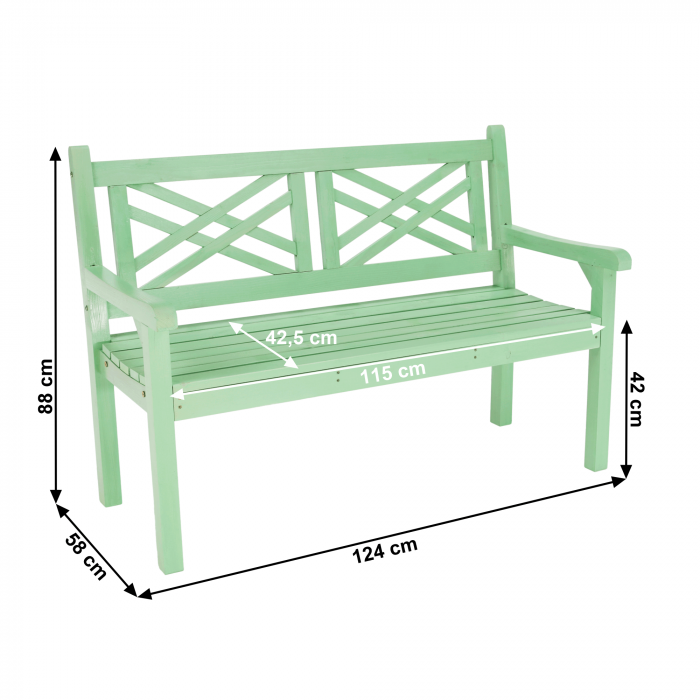 Bancă de grădină din lemn, neo mentă, 124 cm, FABLA [4]