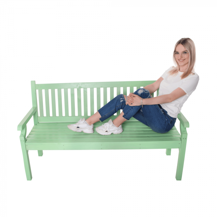 Bancă de grădină din lemn, neo mentă, 150 cm, KOLNA [14]