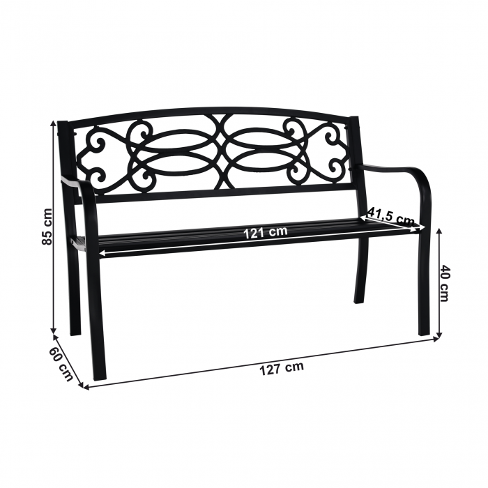 Bancă de grădină, neagră, VENDA [7]