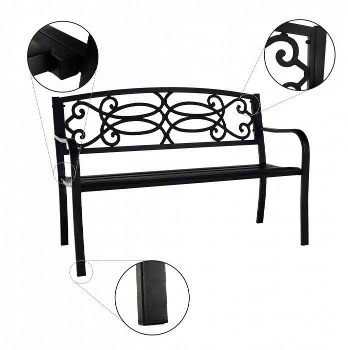 Bancă de grădină, neagră, VENDA [8]