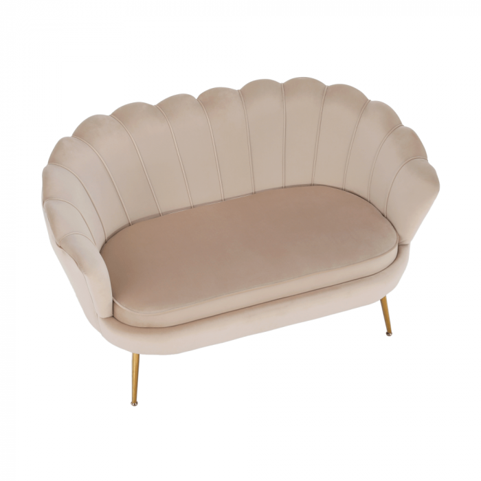 Bancă în stil Art-deco, catifea Velvet bej/crom auriu, NOBLIN [16]