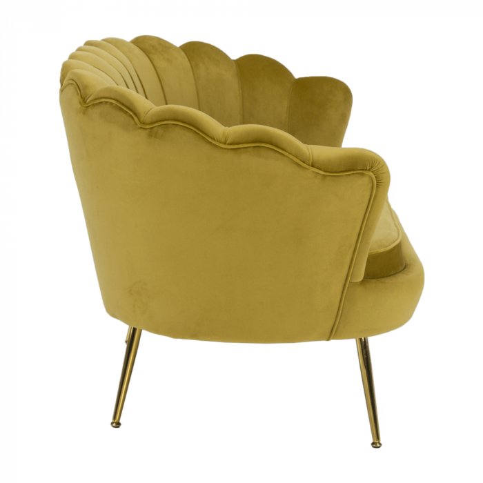 Bancă în stil Art-deco, catifea Velvet muştar/crom auriu, NOBLIN [18]