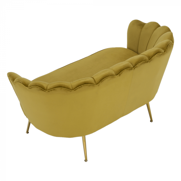 Bancă în stil Art-deco, catifea Velvet muştar/crom auriu, NOBLIN [14]
