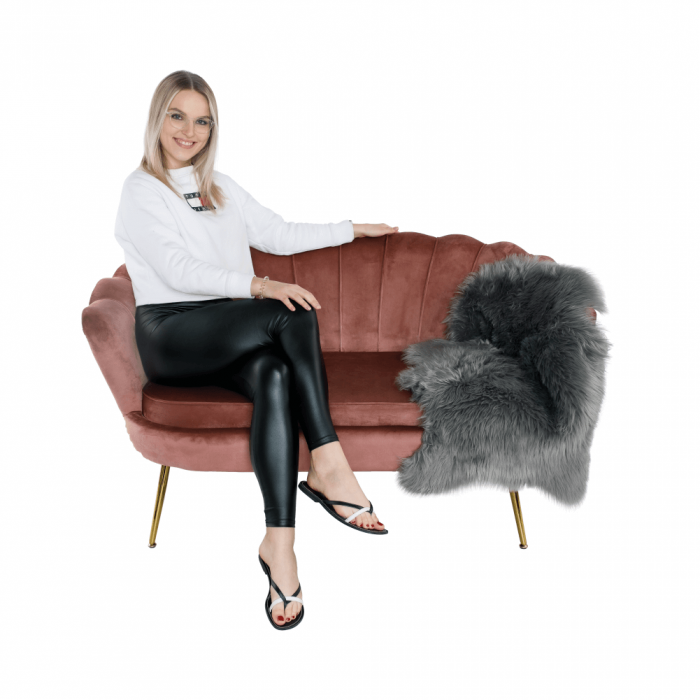 Bancă în stil Art-deco, catifea Velvet roz/crom auriu, NOBLIN [10]
