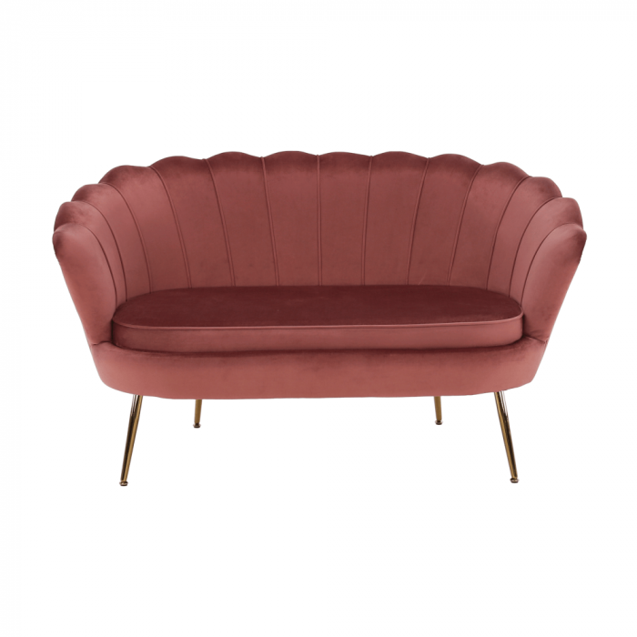 Bancă în stil Art-deco, catifea Velvet roz/crom auriu, NOBLIN [11]