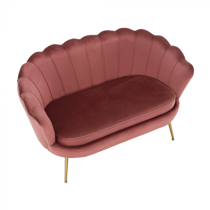 Bancă în stil Art-deco, catifea Velvet roz/crom auriu, NOBLIN [17]
