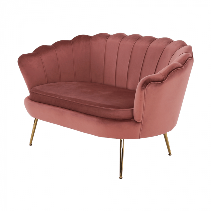 Bancă în stil Art-deco, catifea Velvet roz/crom auriu, NOBLIN [16]