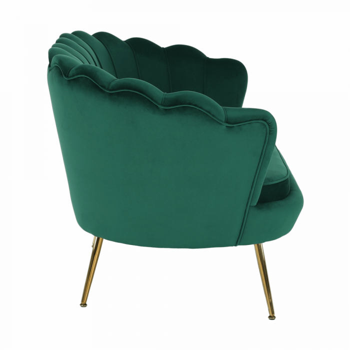 Bancă în stil Art-deco, catifea Velvet smarald/crom auriu, NOBLIN [9]