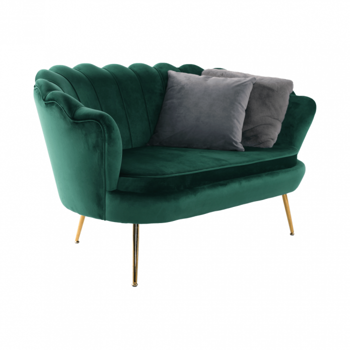 Bancă în stil Art-deco, catifea Velvet smarald/crom auriu, NOBLIN [14]