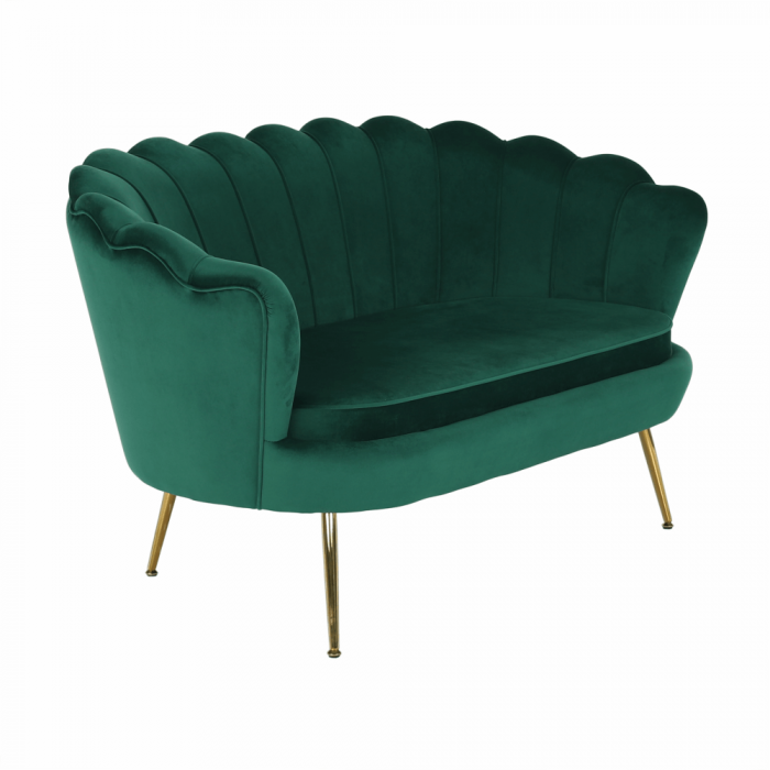Bancă în stil Art-deco, catifea Velvet smarald/crom auriu, NOBLIN [8]