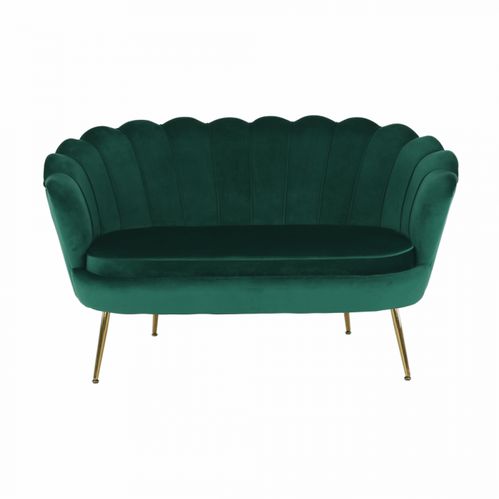 Bancă în stil Art-deco, catifea Velvet smarald/crom auriu, NOBLIN [7]