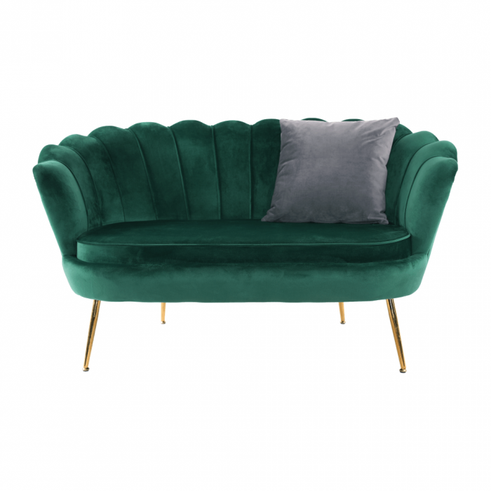 Bancă în stil Art-deco, catifea Velvet smarald/crom auriu, NOBLIN [15]