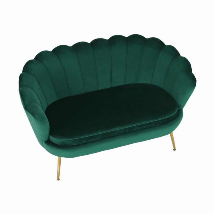 Bancă în stil Art-deco, catifea Velvet smarald/crom auriu, NOBLIN [12]