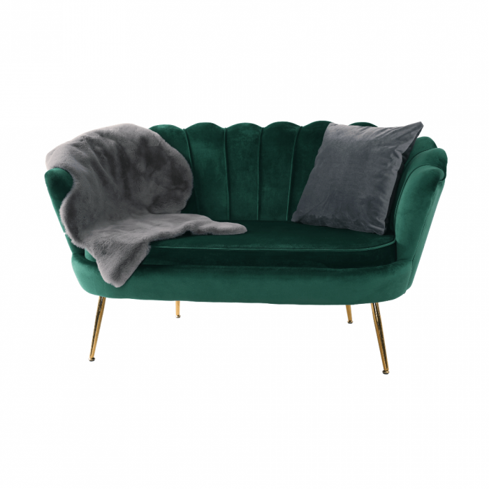 Bancă în stil Art-deco, catifea Velvet smarald/crom auriu, NOBLIN [13]