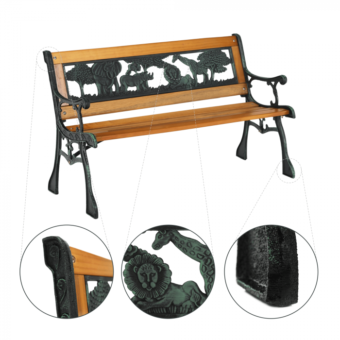 Bancă pentru copii, negru / natural, NADAZA [6]