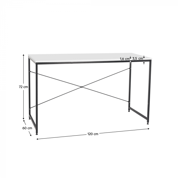 Birou, alb/negru, 120x60 cm, MELLORA [8]